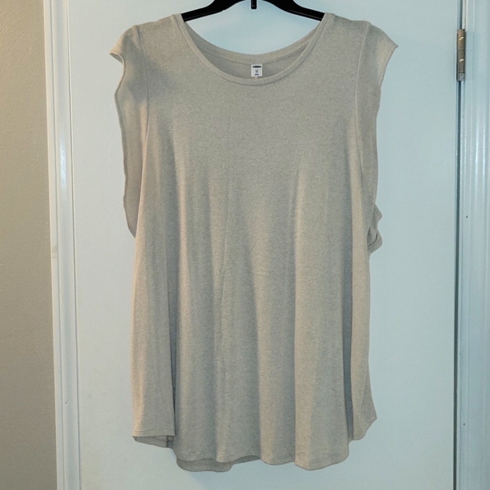 Old Navy Luxe Ruffle Sleeveless Top, XXL, Tan